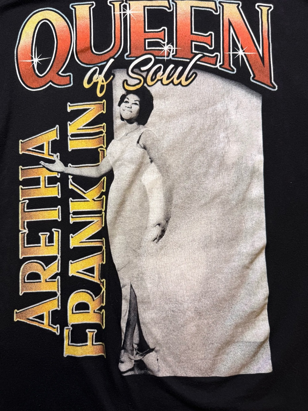 Aretha Franklin Black Graphic Short-Sleeve Tee with Vintage Music Print(3XL) - Picture 2 of 6
